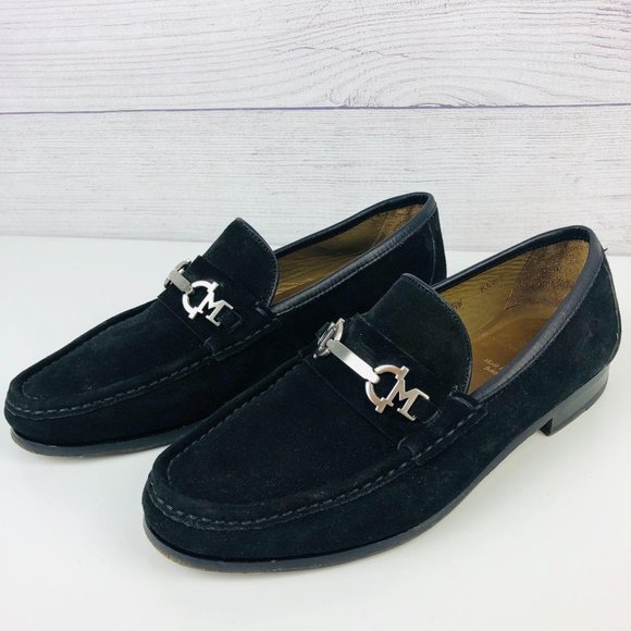 Bruno Magli Logo Horsebit Loafer Black Suede Men's - Picture 1 of 10